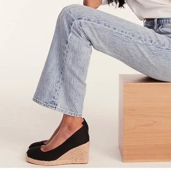 J Crew Espadrille Wedge, Black, Size 8 - Picture 9 of 10